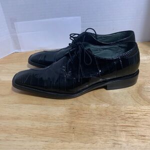 Belvedere Men's Dress‎ Shoes Black Genuine Ostrich and Eel Oxford size 8.5